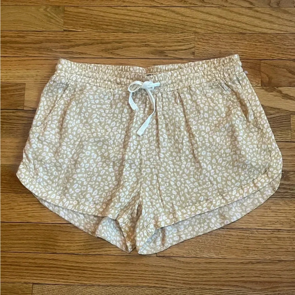 Billabong Pants - Billabong Golden Yellow White Cheetah Print Drawstring Shorts | Large